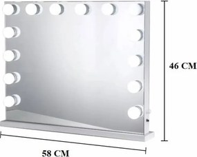 Oglindă cosmetică, sistem iluminare LED cu 3 culori, Senzor Tactil, Luminozitate Reglabilă, Alb, GLAM 14