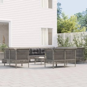 vidaXL Set mobilier de grădină cu perne, 13 piese, gri, poliratan
