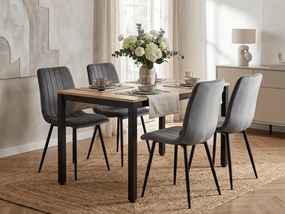 Scaun de masa din catifea Culoare gri cu picioare negre, LAVA