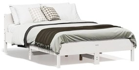 842611 vidaXL Cadru de pat cu tăblie, alb, 120x190 cm, lemn masiv pin