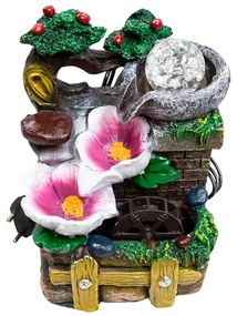 Fântână decorativă cu model cu 2 flori roz de 20x12x12 cm