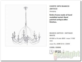 Candelabru clasic modelat si pictat manual disponibil in finisaj alb antichizat CORTE SP8 005898