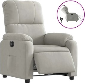 vidaXL Fotoliu rabatabil electric, gri deschis, microfibră