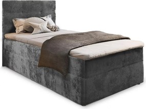 Pat boxspring tapițat GLORIEN VELVET 90x200 cm gri Saltea: Saltea cu arcuri Bonell
