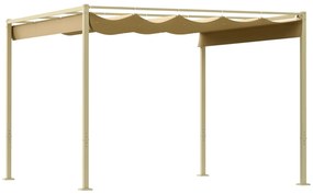 Outsunny Pergolă de Grădină cu Acoperiș Retractabil și Sistem de Prindere Magnetic, 298x297x221 cm, Kaki | Aosom Romania
