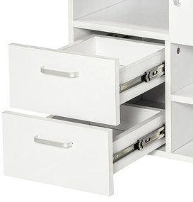 HomCom Comodă TV din Lemn 2 Sertare și o ușă, Alb, 60x65x35cm