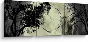Tablou - Lună plină deasupra apei (cu ceas) (90x30 cm)