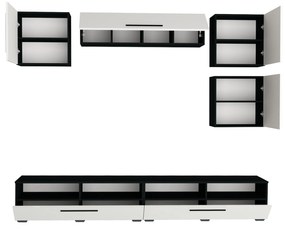 Living haaus Haga V17, Alb Lucios/Negru, MDF, L 240 cm