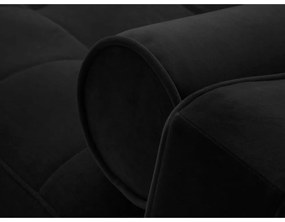 Colțar extensibil din catifea cu șezlong dreapta Milo Casa Santo, negru
