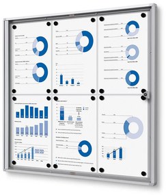 Vitrina informații interioare Economy 6 x A4 - spate din tablă, aluminiu