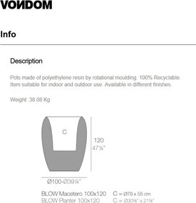 Ghiveci plante, flori design decorativ modern pentru amenajari interioare si exterioare, BLOW PLANTER 55020R Vondom