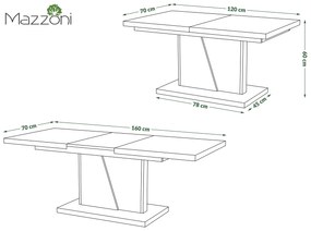 Mazzoni NOIR Stejar Artisan/Antracit (Gri închis) - MĂSUȚĂ RABATABILĂ MODERNĂ PENTRU CAMERA DE ZI