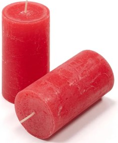 Set de lumânări rustice, 10 cm, Ø 5 cm, roșu, 16 buc