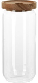 Doză de sticlă cu capac din lemn de acacia 1000ml, 1 l