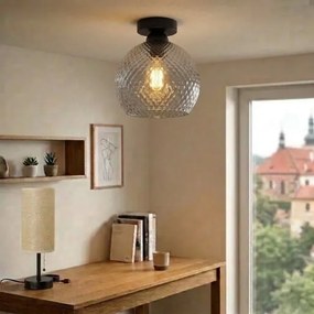 BRILAGI - Plafonieră LED R GLASS 1xE27/60W/230V Ø 25 cm negru/gri fumuriu