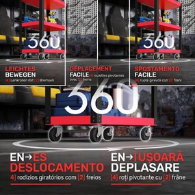 HOMCOM Cărucior Porta Unelte cu 3 Rafturi din Metal și PP, 70.5x35x82.5 cm, Roșu și Negru | Aosom Romania