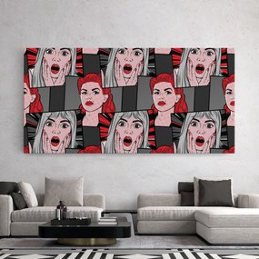 Tablou Canvas, 40x80cm, Dormitor si Living, Moderne, Pop, Grey Red Pop Art