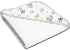 Prosop bebe din bumbac cu gluga 90x90 cm Kidizi Koala Dreams, potrivit de la nastere pana la 2 ani