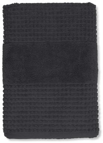 Prosop gri închis din bumbac organic din frotir 70x140 cm Check – JUNA