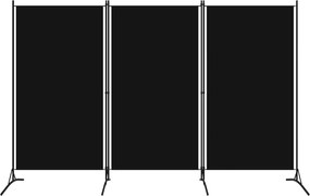vidaXL Paravan de cameră cu 3 panouri, negru, 260 x 180 cm, textil