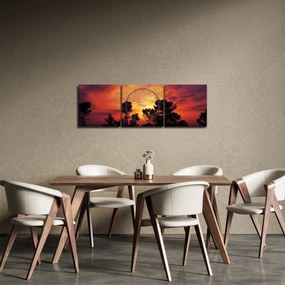 Tablou apus de soare (cu ceas) (90x30 cm)