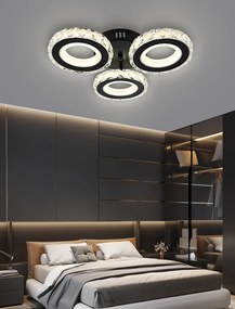 Lustra LED Cu Telecomanda, Elit's Cristal, 3 cercuri, Negru, 72 W