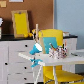 Veioza, lampa de birou cu clema design modern Noah albastru