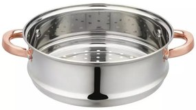 Oala pentru gatit la aburi Klausberg KB 7736, 24 cm, 5 L, 5 piese, Inductie, Inox/Aur roz