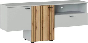 Comoda TV VERO, alb/stejar, PAL laminat, 160x40x69 cm