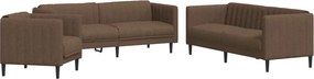 vidaXL Set de canapele, 3 piese, maro, textil