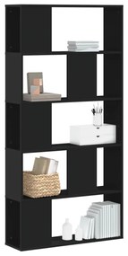 vidaXL Bibliotecă cu 5 niveluri negru 80,5x23,5x162,5cm lemn prelucrat