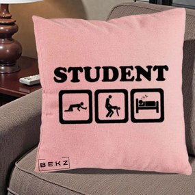 Perna Decorativa Student Life, 40x40 cm, Roz, Husa Detasabila, Perna Inclusa, BEKZ®