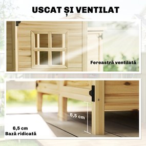 Outsunny Magazie pentru Unelte cu 2 Zone, Rafturi Reglabile și Fereastră, din Lemn de Brad, 106x57x167 cm, Culoare Naturală | Aosom Romania