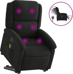 vidaXL Fotoliu electric de masaj rabatabil cu ridicare, negru, textil