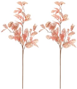 Set de ramuri de Crăciun cu frunze aurii, 2 bucăți, roz, 85 cm