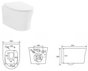 Set vas wc suspendat rimless si capac softclose Quick Release Fluminia Isolda