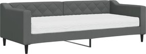 vidaXL Pat de zi cu saltea, gri închis, 80x200 cm, textil