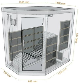 Infračervená sauna/ tepelná kabína Kolding s vykurovacím systémom Triplex a drevom Hemlock