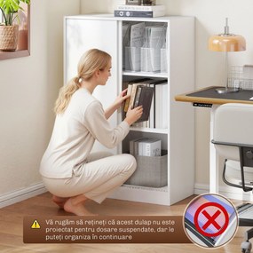 Vinsetto Dulap Birou cu 3 Rafturi și 2 Chei de Siguranță, 80x40x120 cm, Alb | Aosom Romania