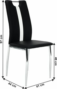 Scaun, negru / alb, piele ecologică / crom, SIGNA