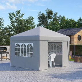 Outsunny Cort Pliabil 3x3m cu Înălțime Reglabilă, Design Pop Up, Ferestre, Alb, Perfect pentru Evenimente în Aer Liber | Aosom Romania