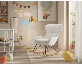 Fotoliu de copii alb balansoar cu tapițerie din stofă bouclé ROCKY – Vipack