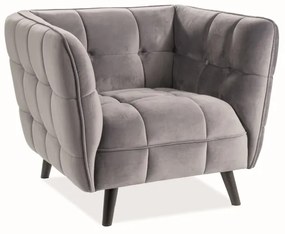 Fotoliu Castello Velvet, gri/negru