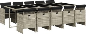 vidaXL Set mobilier de grădină cu perne 11 piese gri deschis poliratan