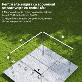 Outsunny Tettuccio di Ricambio per Gazebo 3x3 m con 10 Fori di Drenaggio Grigio | Aosom Romania