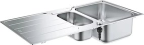 Chiuveta inox Grohe K500 97x50.1 cm 2 cuve cu picurator