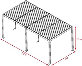 Pergolă bioclimatică din aluminiu cu lamele 7.8 x 4 M