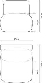 Modul pentru canapea, 1 loc, Chris-184, Micadoni Home, 100x85x80 cm, catifea, teracota