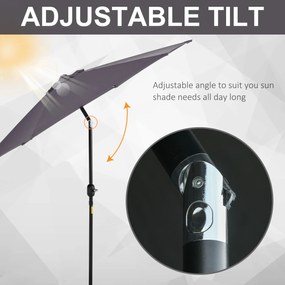 Outsunny Umbrelă de Grădină cu Manivelă, Structură din Aluminiu, Poliester Rezistent la UV, Φ2.7x2.35m, Gri și Negru | Aosom Romania