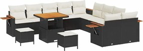 vidaXL Set de canapele pentru grădină cu pernă 13 pcs Negru și Crem
